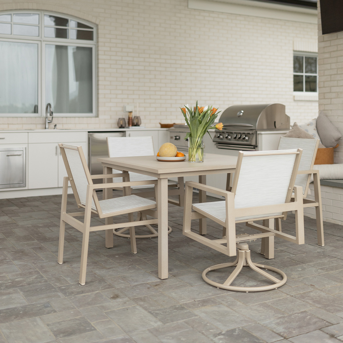 Vida Sling Swivel Rocker Dining Chair - Image 2