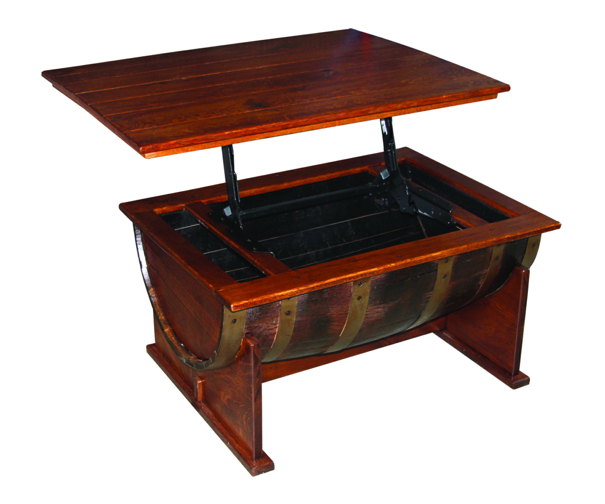 Half Barrel Coffee Table with Lift Top - Image 2
