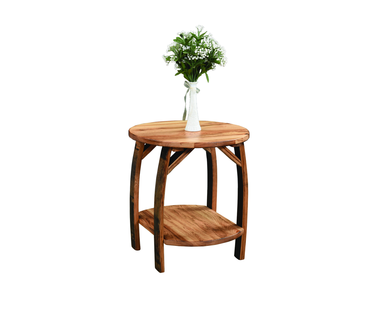 Barrel Lid Oak End Table - Image 2