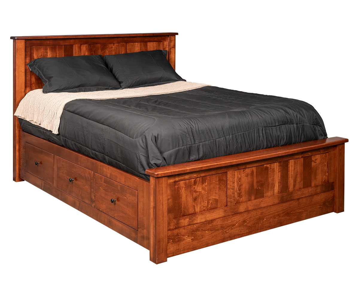 Shaker Panel Bed With Storage Rails