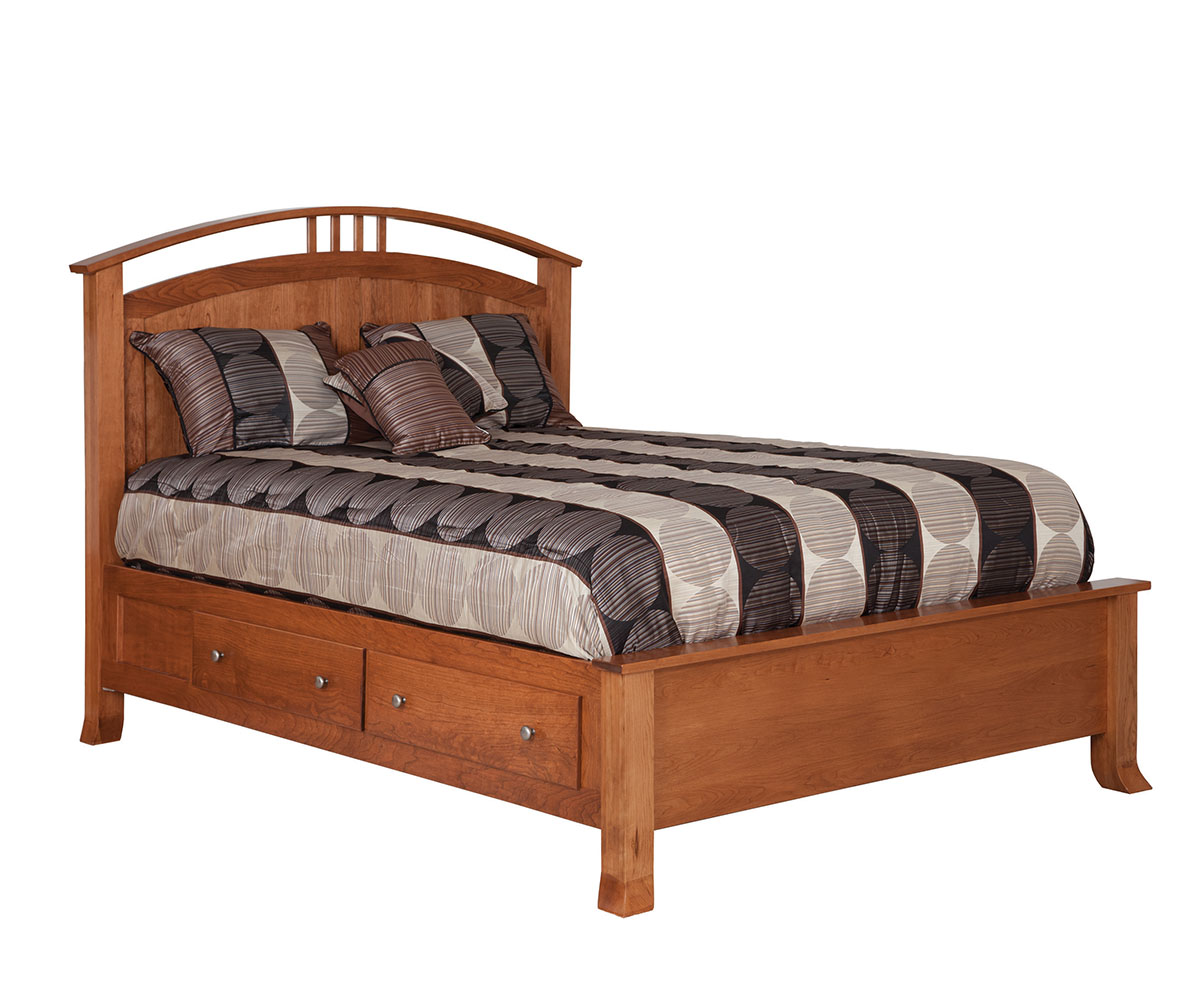 Crescent Panel Bed with Drawer Unit