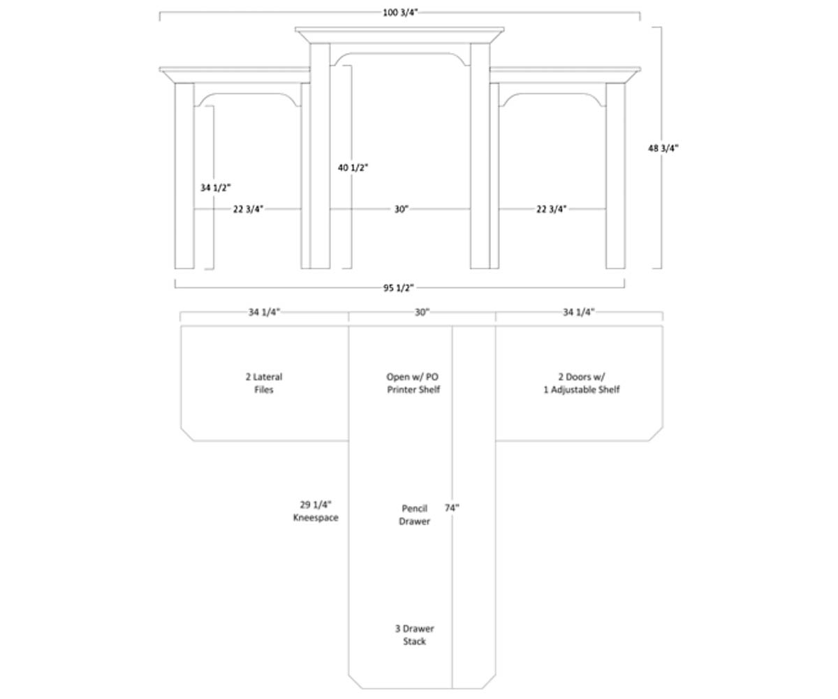 Lexington Partner Desk and 3 Piece Hutch - Image 3