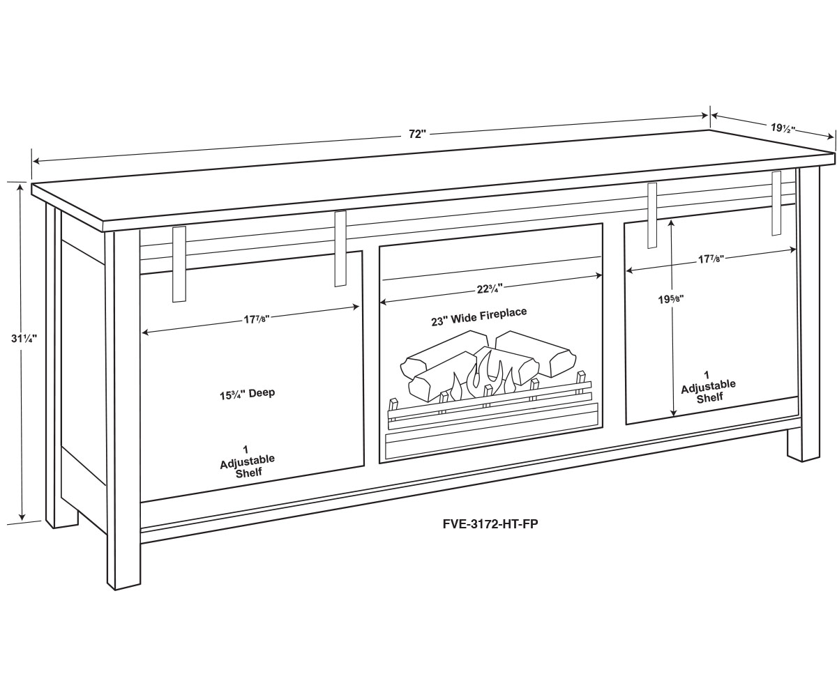 Houston Media Stand With Fireplace - Image 2